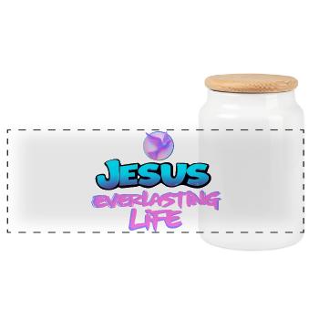 Jesus Everlasting Life Dove Christian Design - Panorama Keksdose mit Holzdeckel - Weiß - Vorne