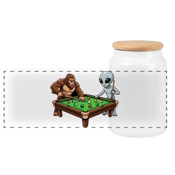 Billiards Professional Design – Snooker & Pool Billiards - Panoramic Cookie Jar with Wooden Lid - white - Front