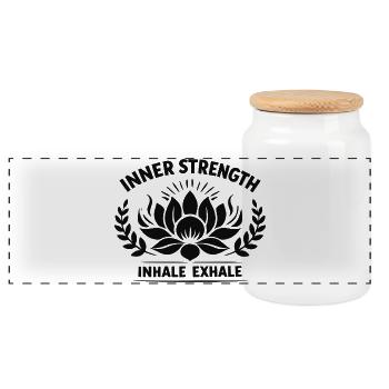 Force intérieure Inspirer Expirer Lotus Kraft - Boîte à biscuits avec couvercle en bois - blanc - Devant