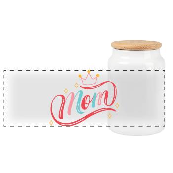 Kronen-Mama-Regenbogenschrift - Panorama Keksdose mit Holzdeckel - Weiß - Vorne