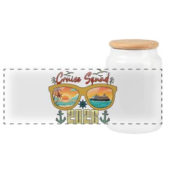 Cruise Squad Family Vacation Trip Cruising - Panoramic Cookie Jar with Wooden Lid - white - Front