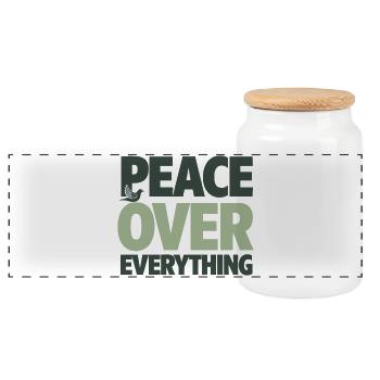 Peace Over Everything Spiritual Serenity - Panoramic Cookie Jar with Wooden Lid - white - Front