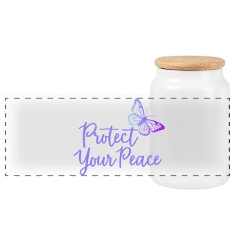 Protect Your Peace Butterfly Inner Peace - Panoramic Cookie Jar with Wooden Lid - white - Front