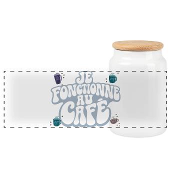JE FONCTIONNE AU CAFÉ | Humour Matin Caféine - Boîte à biscuits avec couvercle en bois - blanc - Devant