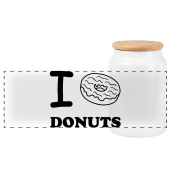 i love donuts - Panoramic Cookie Jar with Wooden Lid - white - Front