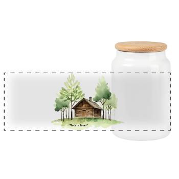 Back to Basics Cabin in Woods - Panoramic Cookie Jar with Wooden Lid - white - Front