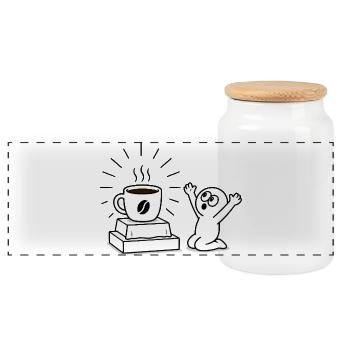 Coffee Mug Joy Conception de la bande dessinée - Boîte à biscuits avec couvercle en bois - blanc - Devant