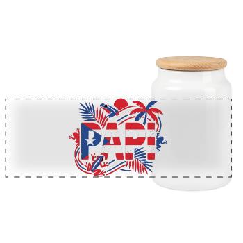 Papi Puerto Rico Flag Frog Tropics - Panoramic Cookie Jar with Wooden Lid - white - Front