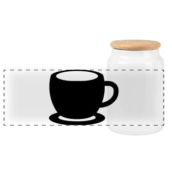 Tea Cup - Panoramic Cookie Jar with Wooden Lid - white - Front