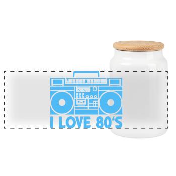 80s Boombox Statement - Panoramic Cookie Jar with Wooden Lid - white - Front