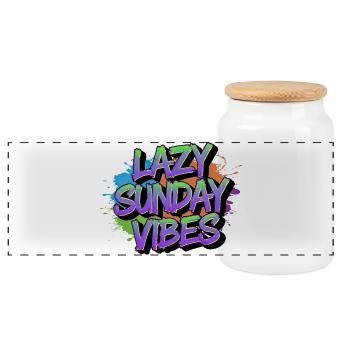 Lazy Sunday Vibes Graffiti - Panorama Keksdose mit Holzdeckel - Weiß - Vorne