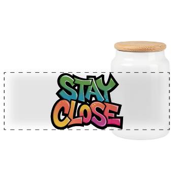 Restez près Typographie du graffiti - Boîte à biscuits avec couvercle en bois - blanc - Devant