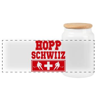 Hopp Schwiiz Eishockey Fan Schweiz Stolz - Panorama Keksdose mit Holzdeckel - Weiß - Vorne