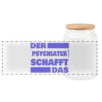 Beruf Psychiater - Panorama Keksdose mit Holzdeckel - Weiß - Vorne