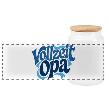 Vollzeit Opa | Großmutter Geschenk - Panorama Keksdose mit Holzdeckel - Weiß - Vorne