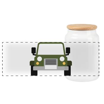 Off Road Vehicle - Panoramic Cookie Jar with Wooden Lid - white - Front