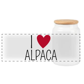 I LOVE ALPACA - Design - Panorama Keksdose mit Holzdeckel - Weiß - Vorne