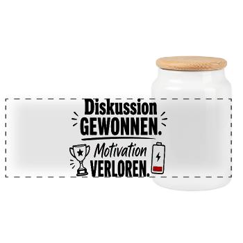  Diskussion Gewonnen Motivation Verloren Lustiger - Panorama Keksdose mit Holzdeckel - Weiß - Vorne