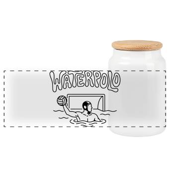 water polo - Panoramic Cookie Jar with Wooden Lid - white - Front