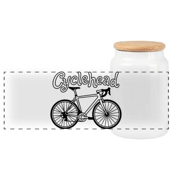 Hipster moto - Boîte à biscuits avec couvercle en bois - blanc - Devant