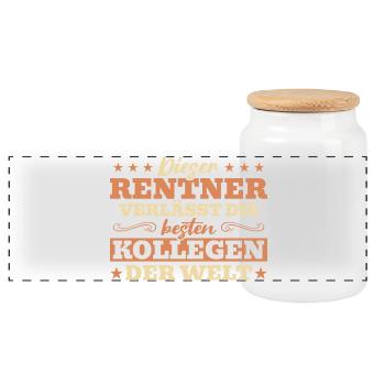 Rentner Abschied – Die besten Kollegen gehen - Panorama Keksdose mit Holzdeckel - Weiß - Vorne