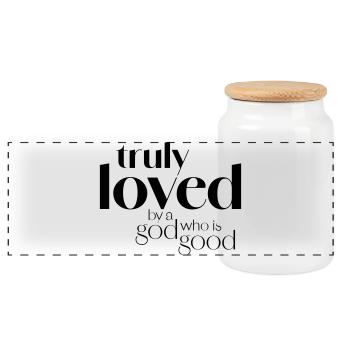 TrulyLoved - Panoramic Cookie Jar with Wooden Lid - white - Front