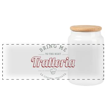 Trattoria Restaurant Italien Gastronomie Design - Panorama Keksdose mit Holzdeckel - Weiß - Vorne
