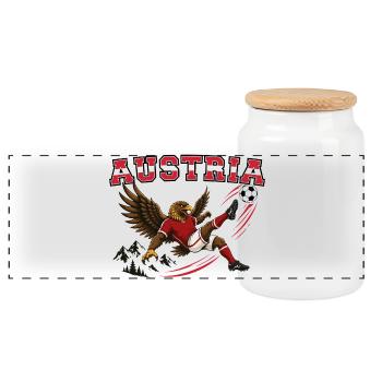 Austria Football Eagle Alps Fan Sport Retro - Panoramic Cookie Jar with Wooden Lid - white - Front