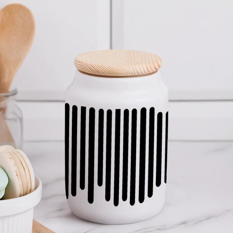 code barres Boîte à biscuits avec couvercle en bois