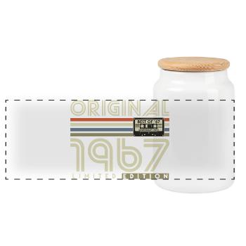 1967 Vintage Birthday Vintage Retro Gift - Panoramic Cookie Jar with Wooden Lid - white - Front