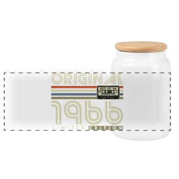 60th Birthday 1966 Vintage Vintage Retro Gift - Panoramic Cookie Jar with Wooden Lid - white - Front