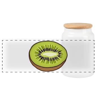 Kiwi - Panorama Keksdose mit Holzdeckel - Weiß - Vorne