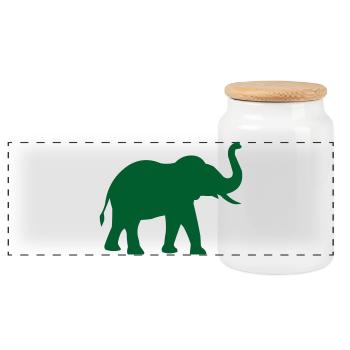 Silhouette d’éléphant en vert - Boîte à biscuits avec couvercle en bois - blanc - Devant