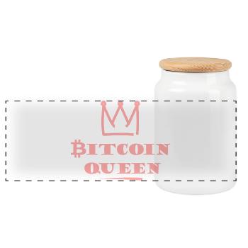 Bitcoin Queen Pink Crown - Panoramic Cookie Jar with Wooden Lid - white - Front