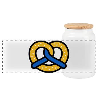 Motif de diamants de bretzel Bavaria Volksfest Munich - Boîte à biscuits avec couvercle en bois - blanc - Devant
