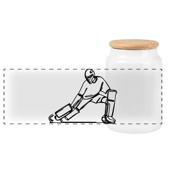 Gardien de but de hockey sur gazon - Boîte à biscuits avec couvercle en bois - blanc - Devant