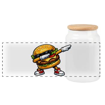 Dab Hamburger - Boîte à biscuits avec couvercle en bois - blanc - Devant