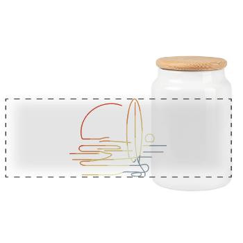 Surfing Vintage Look - Panoramic Cookie Jar with Wooden Lid - white - Front