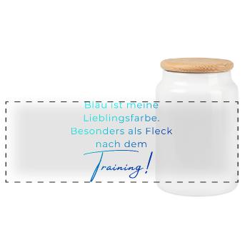 Voltigieren Training: Lustiger Volti Spruch - Panorama Keksdose mit Holzdeckel - Weiß - Vorne