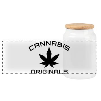 Cannabis Originals - Boîte à biscuits avec couvercle en bois - blanc - Devant