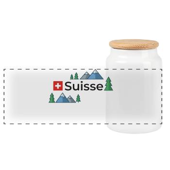 Suisse Suisse Suisse  - Boîte à biscuits avec couvercle en bois - blanc - Devant