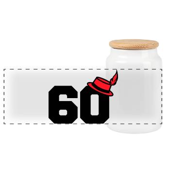 60 - Panoramic Cookie Jar with Wooden Lid - white - Front