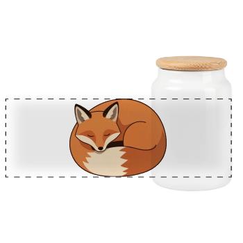 Schlafender Fuchs Geschenk - Panorama Keksdose mit Holzdeckel - Weiß - Vorne