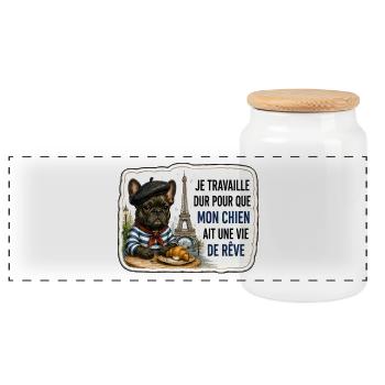 Mon chien mérite une vie de rêve - Panorama Keksdose mit Holzdeckel - Weiß - Vorne