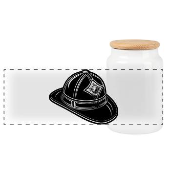Chapeau de pompier - Boîte à biscuits avec couvercle en bois - blanc - Devant
