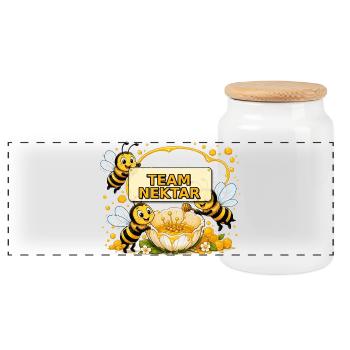 abeille, apiculteur, nid d’abeille, fleurs, insecte des prairies, - Boîte à biscuits avec couvercle en bois - blanc - Devant