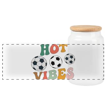  Fußball  - Panorama Keksdose mit Holzdeckel - Weiß - Vorne