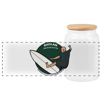 Raglan Nouvelle-Zélande Classe mondiale Surf gauche - Boîte à biscuits avec couvercle en bois - blanc - Devant