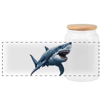 Great White Shark Great White Shark - Panoramic Cookie Jar with Wooden Lid - white - Front