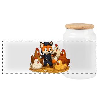 Chantier Fuchs Safety Hero - Boîte à biscuits avec couvercle en bois - blanc - Devant